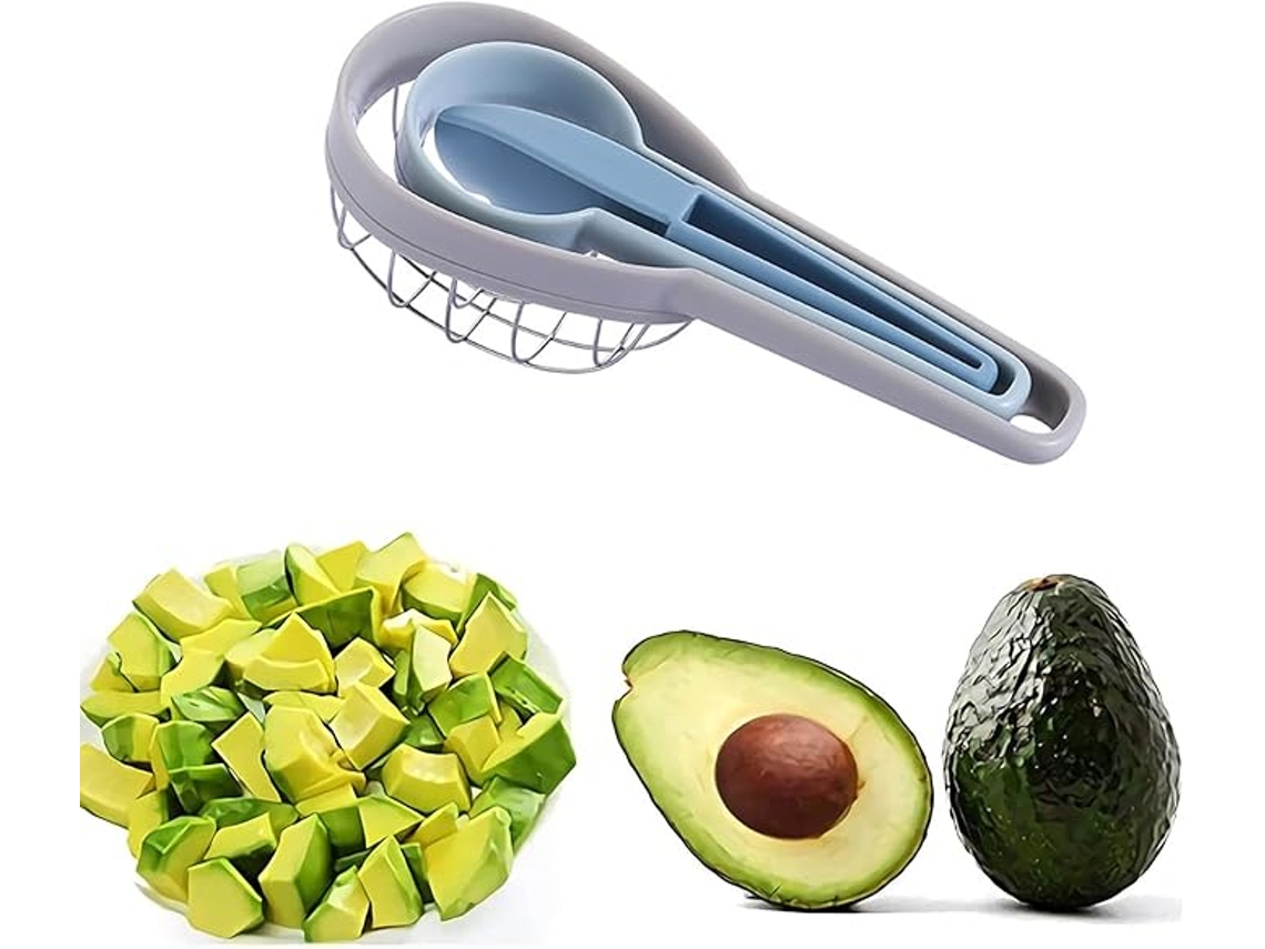 Fatiador De Abacate Multifuncional, Ferramenta 3 Em 1 Para Abacate| Adequado, Manga, Kiwi E Outras Frutas, Descasca E Remove Caroços, Azul