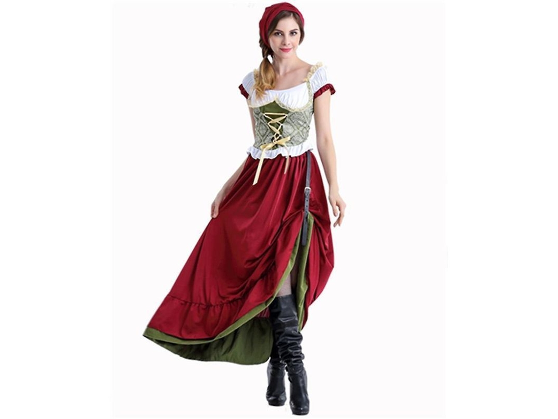 2026-traje De Camarera De Cerveza Alemana Dirndl Para Oktoberfest Halloween Cosplay Vestido Largo Mujer M Chica De Oktoberfest