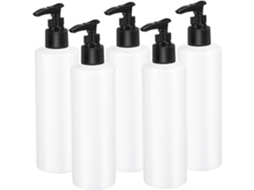 De 5 Frascos De Plástico Transparente Recarregáveis Com Bomba Dosadora Para Loção, Xampu E Outros Produtos.