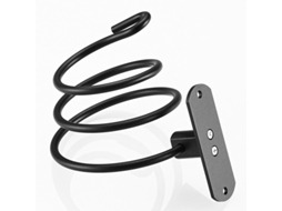 Suporte De Parede Em Espiral Para Secador Cabelo Elétrico, Sem Furos, Alumínio Espacial, Com Adesivo Pregos, Modelo Reforçado, Preto - 15001