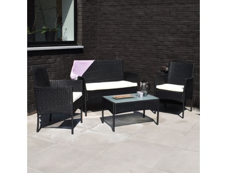 Conjunto de Jardim HAPPY GARDEN (Preto - Resina - 58 x 108 x 80 cm)