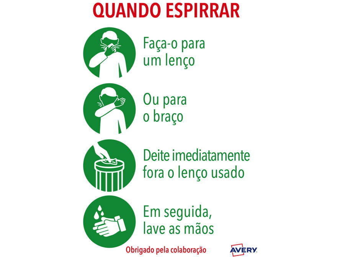Etiquetas Covid AVERY Quando Espirrar (A4)