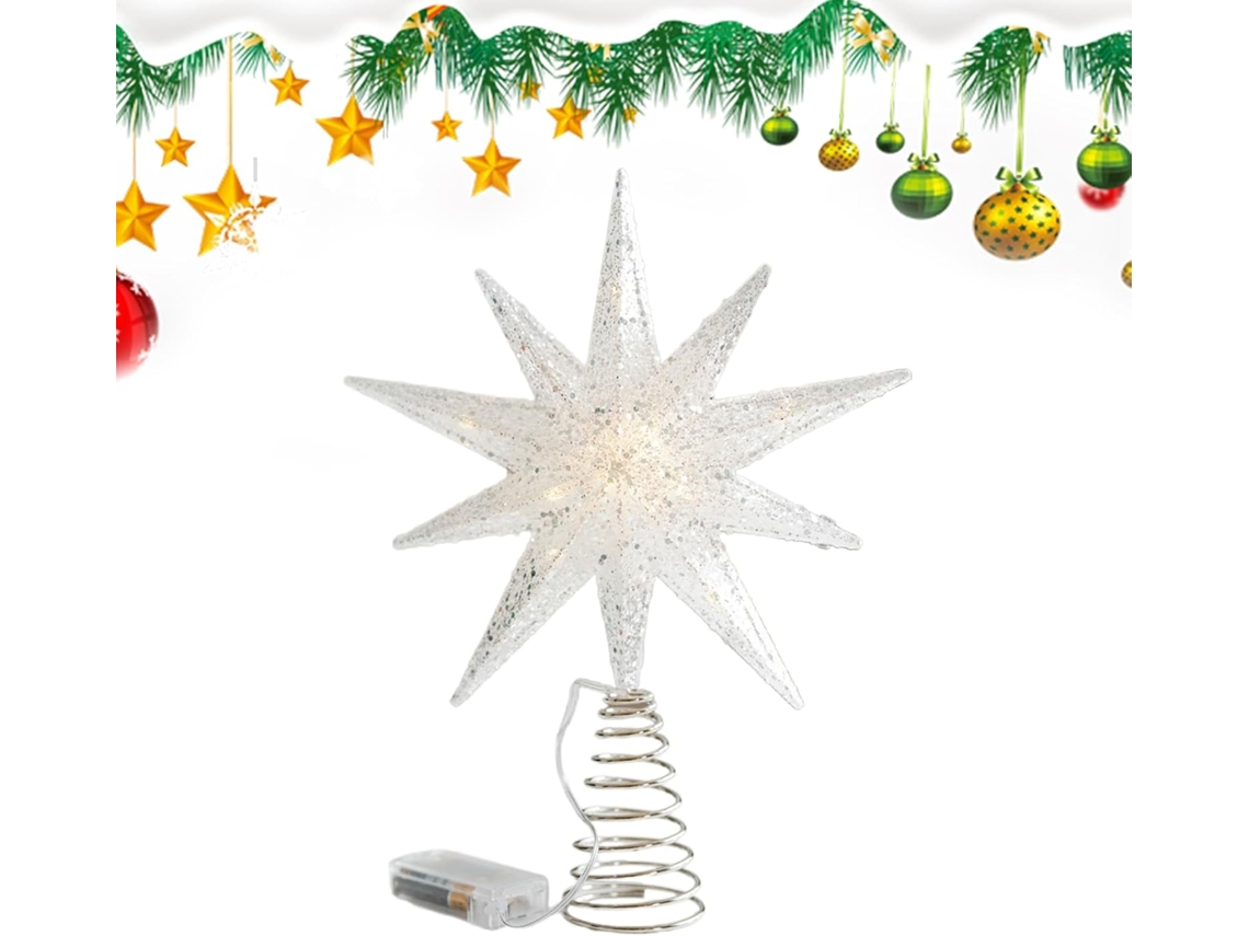 Estrela De Natal Iluminada Para O Topo Da Árvore | Decorações Para Árvore