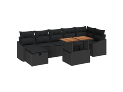 Conjunto 8 Conjunto De Sofás De Jardim Vidaxl Preto Vime Pe (100 X 55 X 73 Cm)