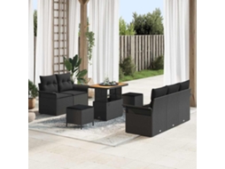 Vidaxl Conjunto De Sofá De Jardim 8 Unid. 7-número De Lugares Preto