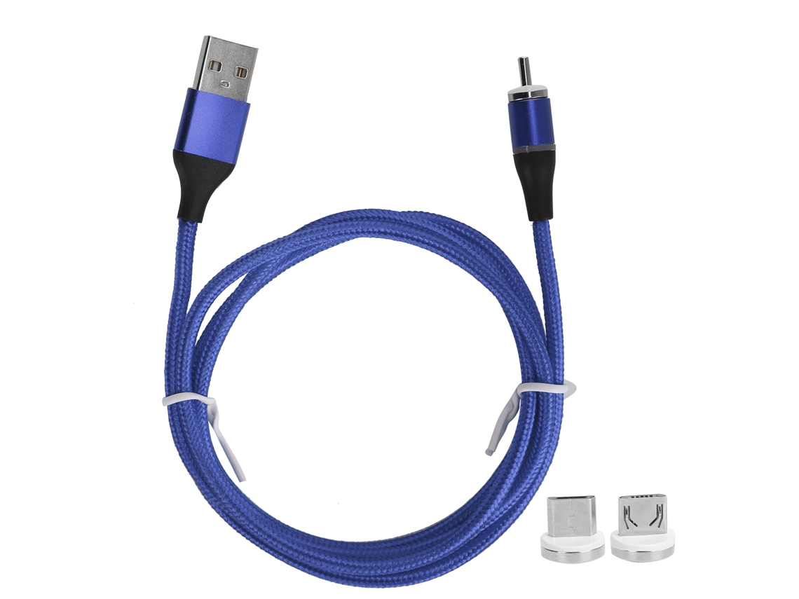 Aetheria cabo de Carregamento Magnético 3 em 1 Tricô de Náilon 5a Super Rápido para Ios/type C/micro Usb Azul