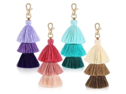 2026rebe linjou 4 Llaveros de Borla Coloridos Charm para Mochilas Mujer Bonito Adorno de Bolsa