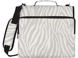 Pasta 3 Rings 1, 5 Polegadas com estampa de zebra em tons pastel, bolsas extras, alças de ombro e de ombro, organizador
