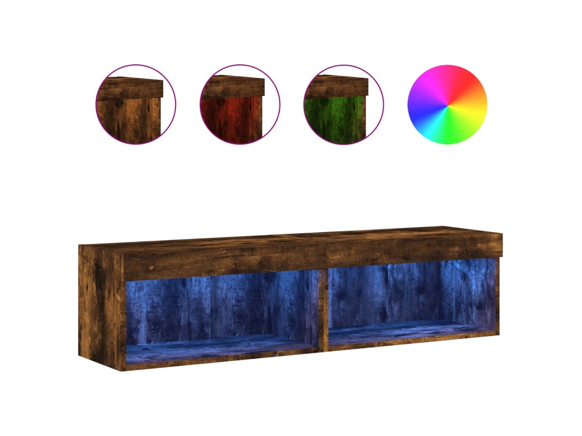 Conjunto de Móveis de Tv com Luzes Led Carvalho Fumado MAISON EXCLUSIVE (2 Pcs 60x30x30 cm)