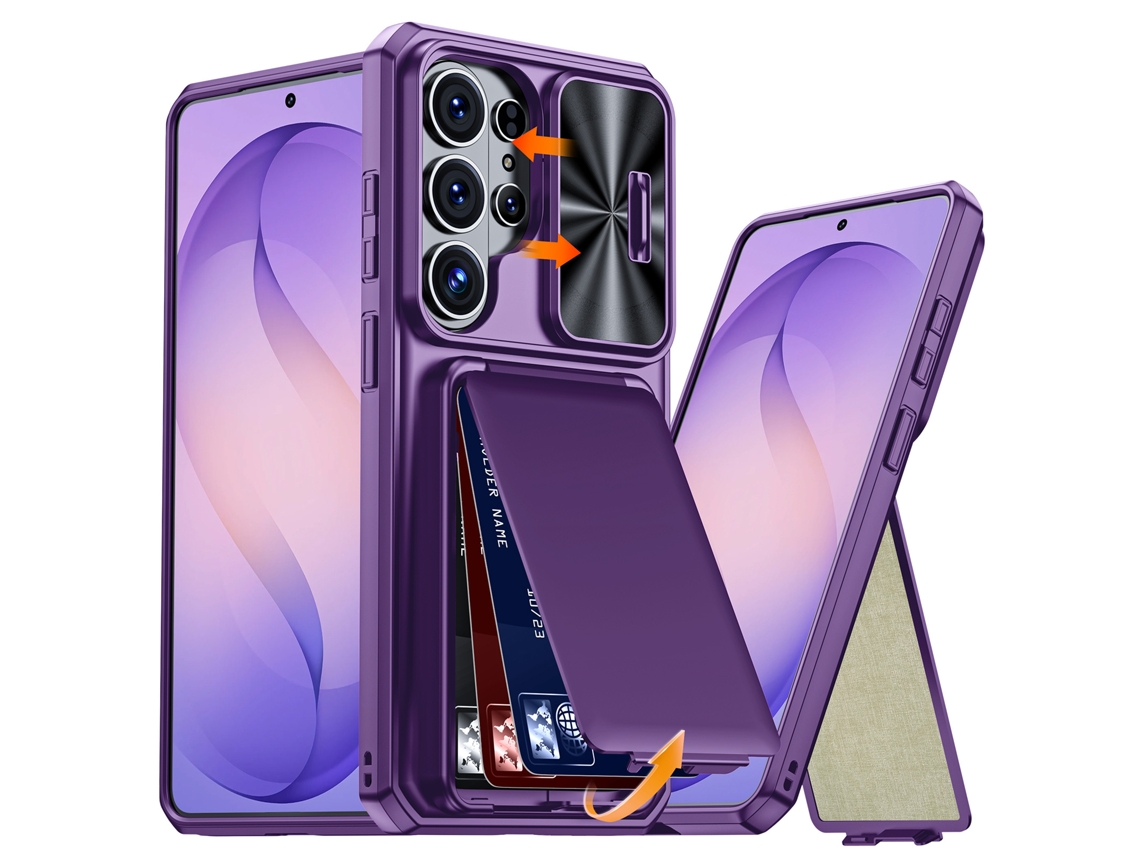 Capa Hexinyigjly Para Samsung Galaxys25 Ultra Com Porta-cartões Roxo