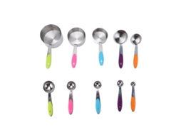 10pcs/set Colher de Medida em Aço Inoxidável com Alça de Silicone, Ferramentas de Confecção e Cozinha