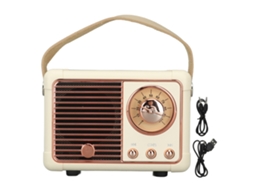 Yncm-caixa De Som Bluetooth Vintage Portátil Branca De Couro E Abs