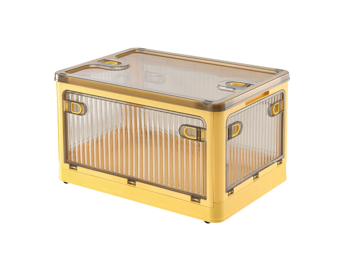 Piece Storage Box Set With Lid, 28 Litre Stackable Storage Box With Wheels, Collapsible 5 Door Storage Box, Toy Organiser, Storage Cabinet (jaune)