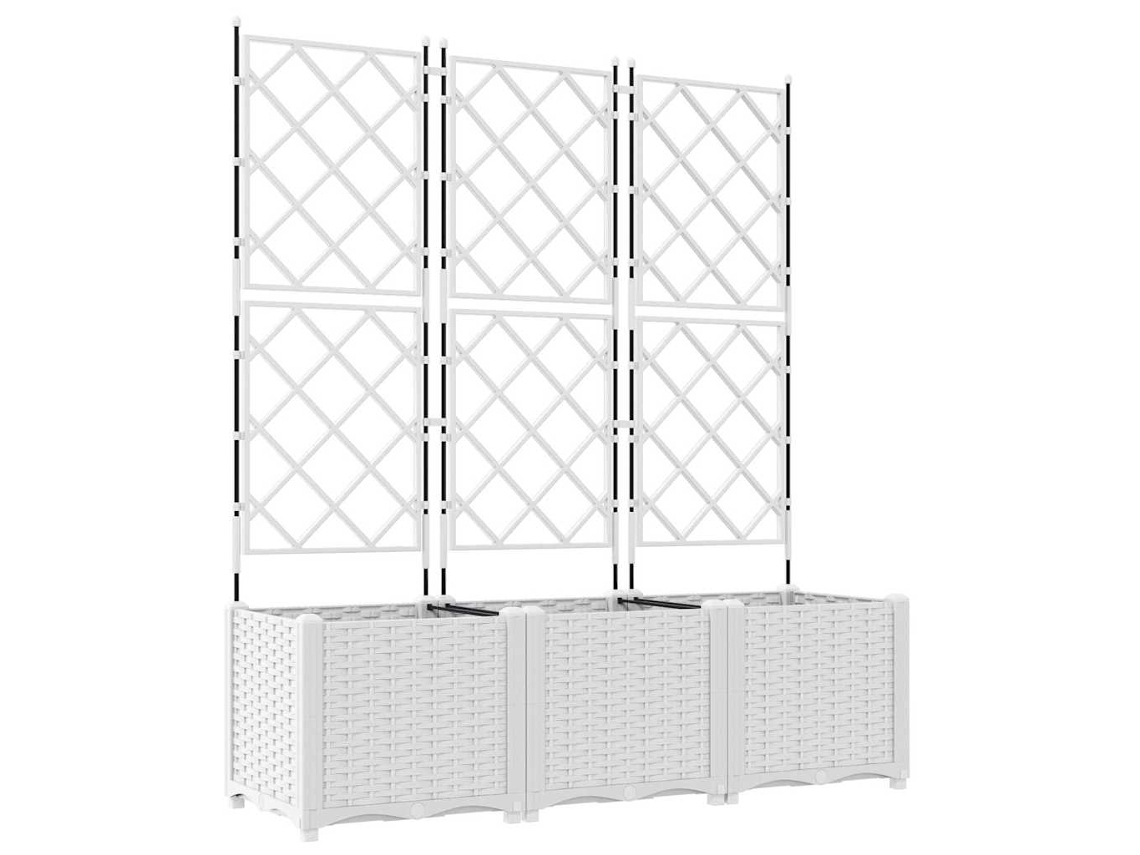 Conjunto 3 Vaso De Jardim Vidaxl Branco Polipropileno (120 X 40 X 143 Cm)