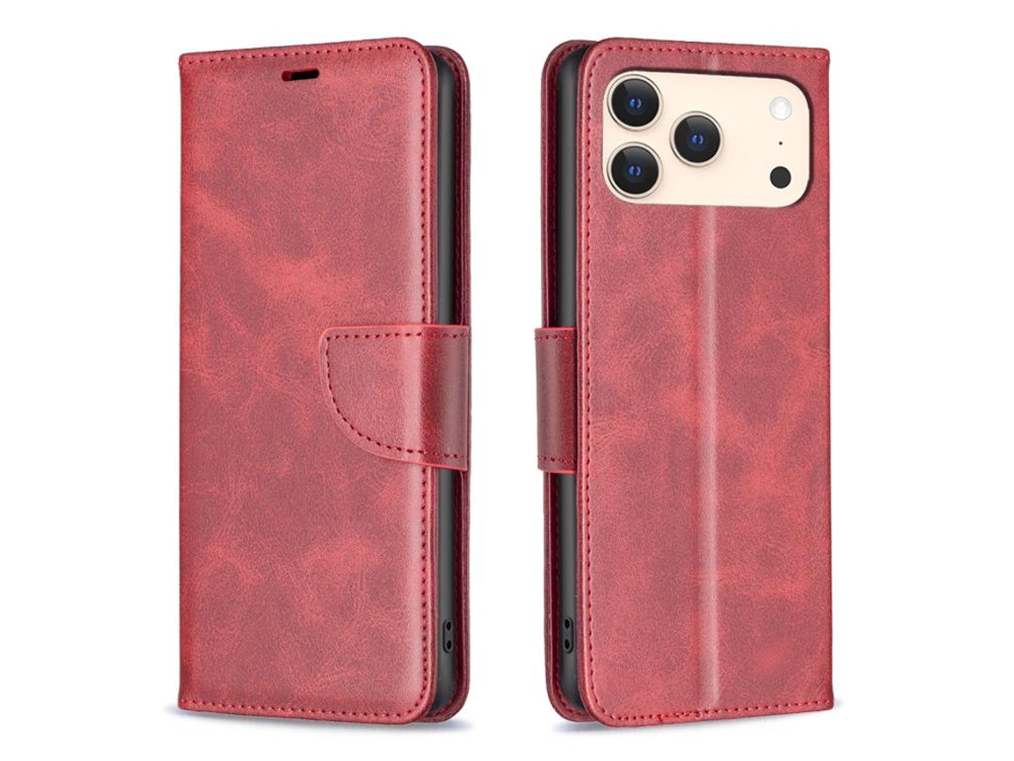 Capa De Couro Para Iphone 17 Pro Max - Cor Pura Com Textura De Pele De Cordeiro