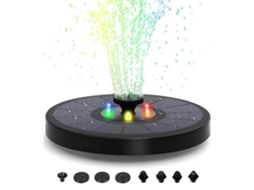 Fonte Solar Grande | Funciona Com Bateria E Possui Iluminação Rgb | 16 Cm Preta
