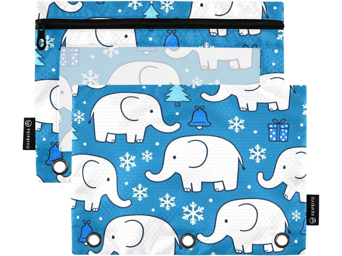 Macarrão White Elephants com saco transparente, estampa Neve Blue Floco, grande capacidade, 3 sacos, para sala de estar.