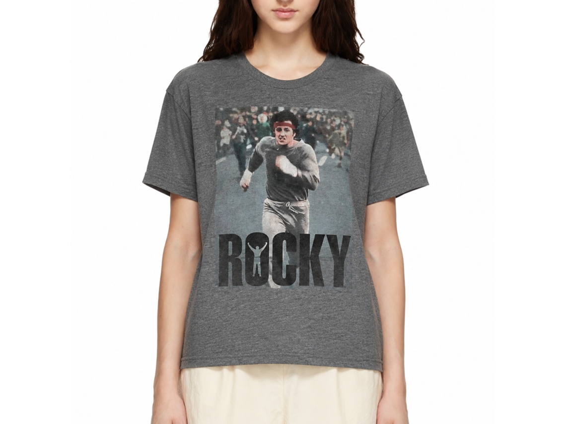 Rockinstone Rocky Movie Am Doing A Run Heather Graphite Adult T-shirt Size:s