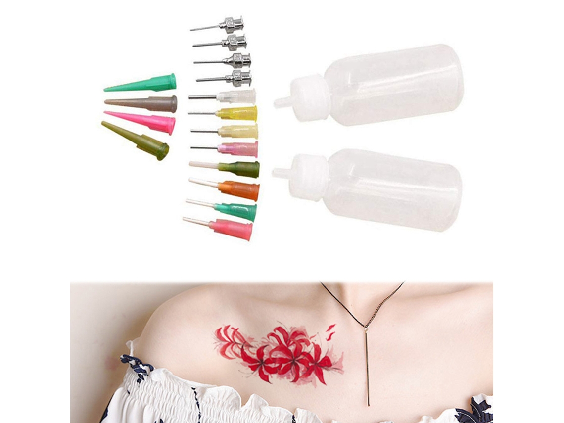 Kit De Aplicación De Tatuajes Com Frascos E 16 Pontas De Agulhas