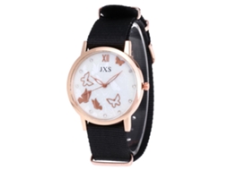 Relógio de Pulso Feminino de Quartzo com Pulseira de Náilon Simples Estilo (preto)