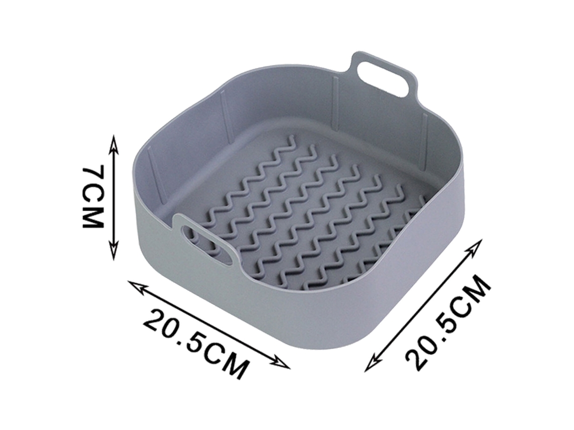 Acessórios para Fritadeira de Ar de 20,5 Cm, Cesta de Silicone, Assadeira, Tapete Antiaderente para Forno, Cinza, Ondulado SUNNY SPACES
