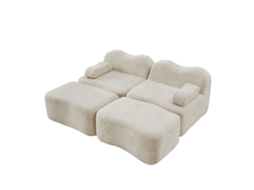 Sofá Modular 2 Lugares com 2 Otomanas, Sofá Sem Ossos em Espuma Densa 32d, Almofadas de Braço Móveis, Design Antiderrapante, Bege ORBITRA COMMERCE
