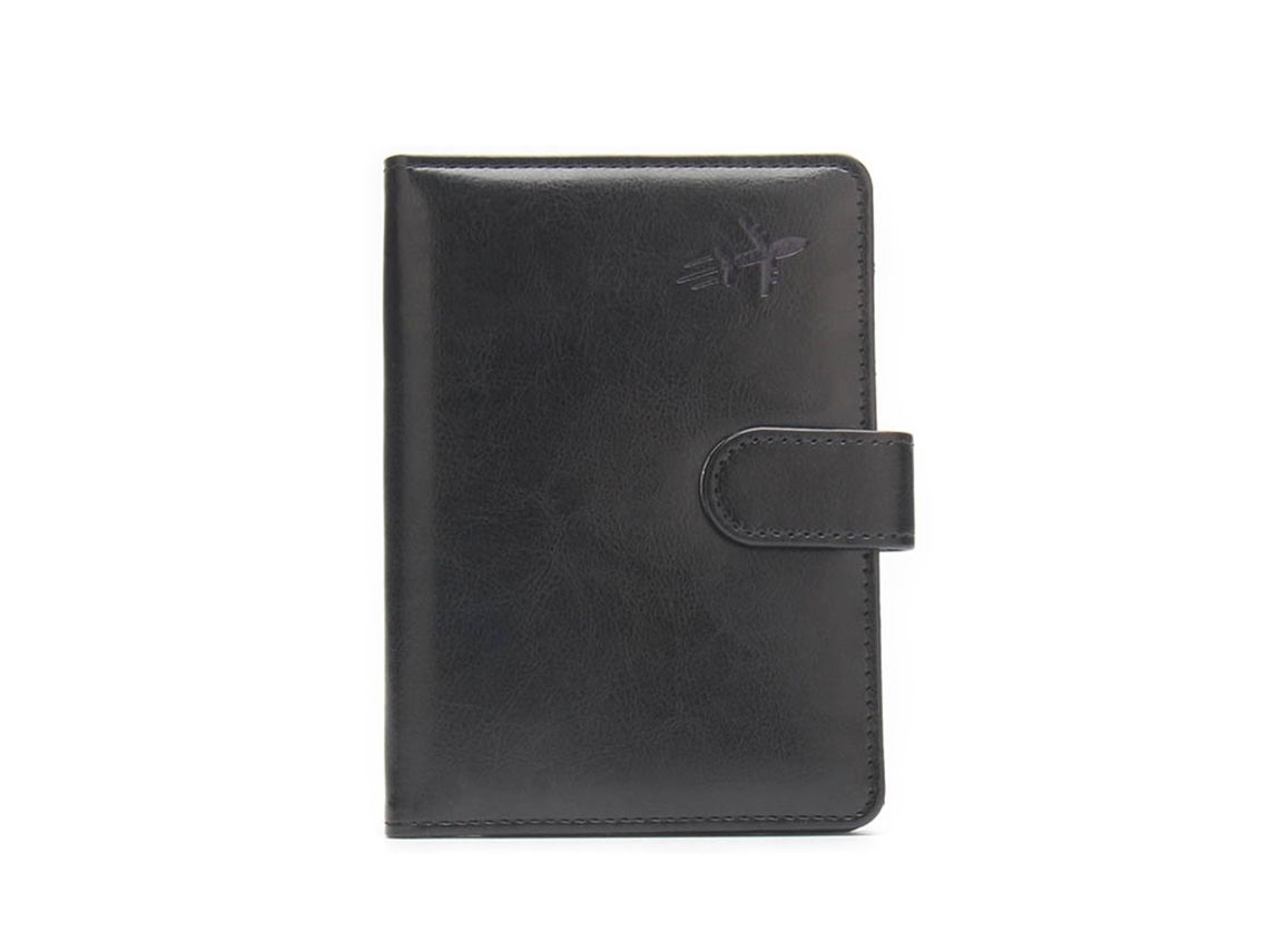 Capa Para Passaporte/cartão De Viagem Elegante Com Bloqueio Rfid Homens E Mulheres, Preta