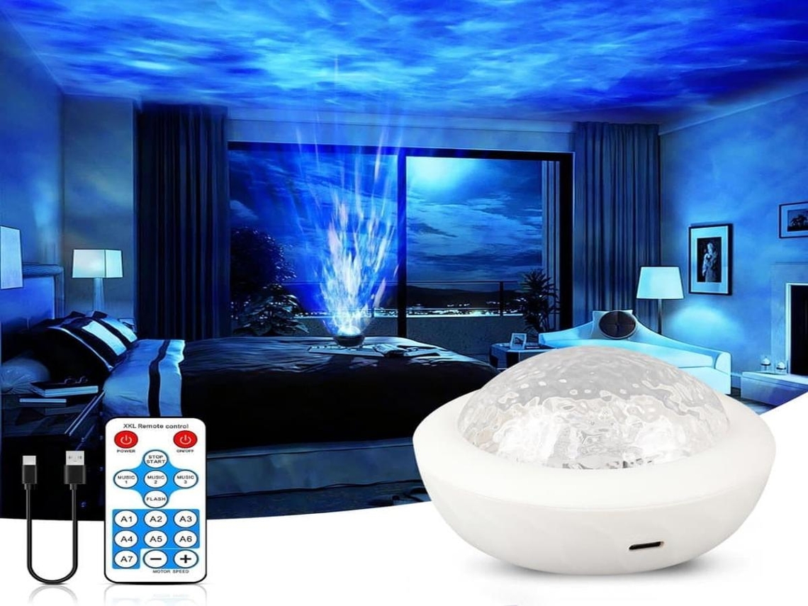 Lurelia Projetor Aurora Boreal Led, 7 Cores, Controlo Remoto, Céu Estrelado, Som Integrado, Para Quarto Modelo 2