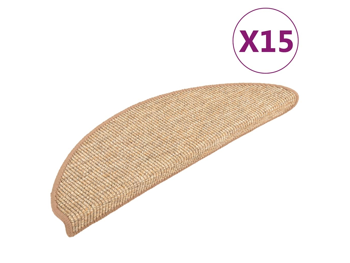 Maison Exclusive - Tapetes De Escada 15 Peças 56x17x3 Cm Marrom Claro Semicircular