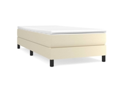 Cama com Molas e Colchão Couro Artificial Cor Creme MAISON EXCLUSIVE (100x200 cm)