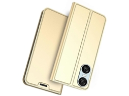 Capa Em Couro Pu Compatível Com Sony Xperia 10 Vi Com Porta-cartão Integrado E Fecho Magnético, Dourada