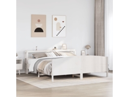 Cama Sem Colchão 180x200 Cm Madeira De Pinho Maciça Branco