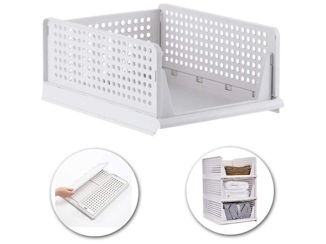 Organizador De Roupa Com Gaveta Para Armário Deslizante Cesto De Armazenamento Empilhável Branco