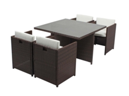 Conjunto de Refeição CONCEPT U Miami 4 pessoas em Brown Sprayed Resina Poly Rattan