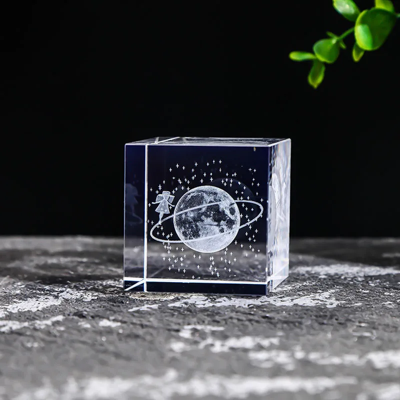 Cubo de Cristal Quadrado com Gravação a Laser 3d Série Astronômica MDUG (estilo 8 40mm)