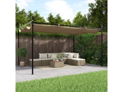 Vidaxl Pérgola Com Toldo Retrátil 395x292x230 Cm Cor Cinza-acastanhado