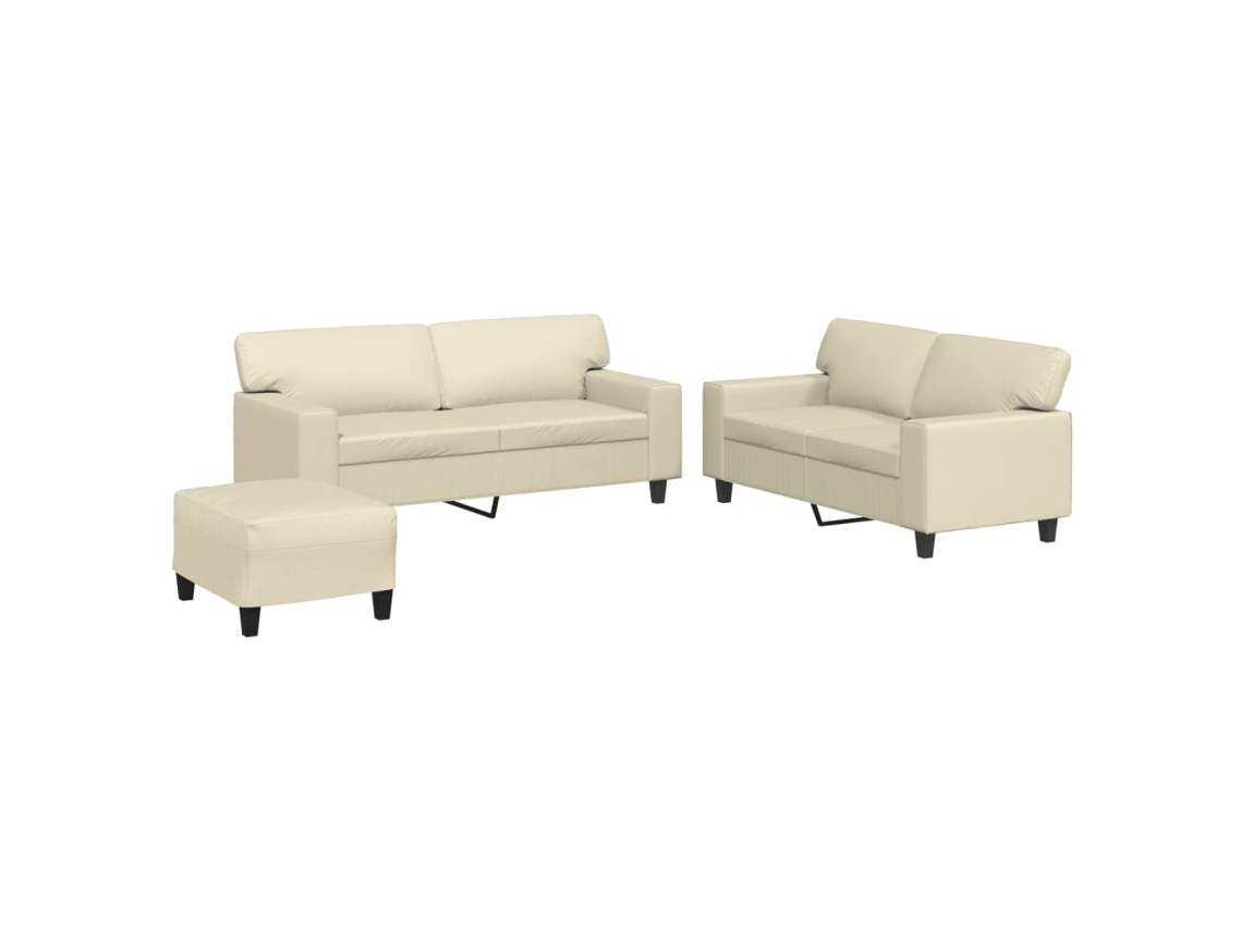 Sofa Set, Sofa Sets Vidaxl Creme Couro Artificial (n/a)