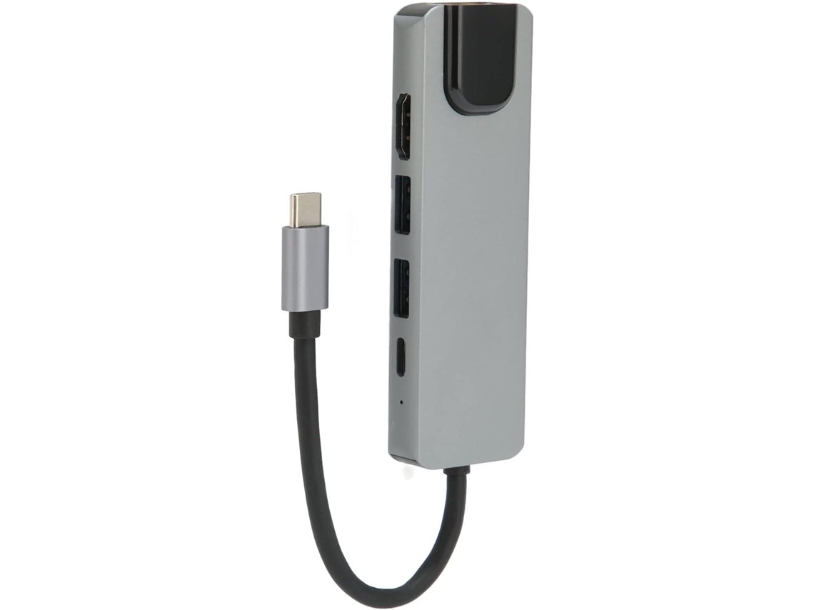 Hub Usb-c 5 Em 1, Usb 3.0, Carregamento Rápido Pd De 87 W, Gigabit