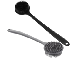 Conjunto De 2 Escovas Banho Esfoliantes Corporais Silicone Macio Vicasky Com Cabo Longo