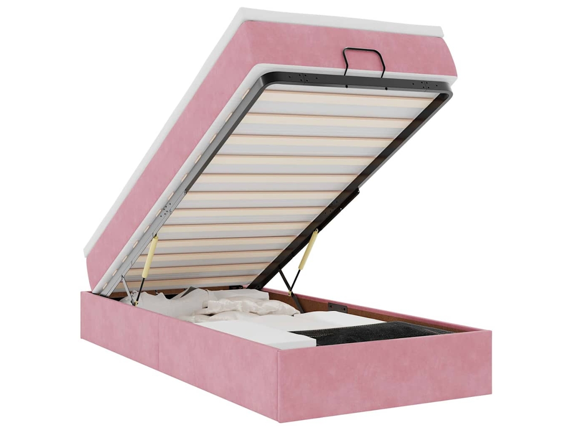 Moldura de Cama Otomana com Colchão Veludo Rosa 90x190 cm MAISON EXCLUSIVE