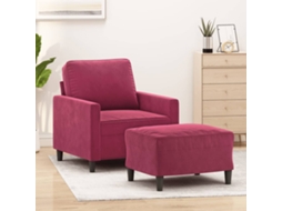 Vidaxl Poltrona Com Apoio De Pés 60 Cm Veludo Vermelho Tinto