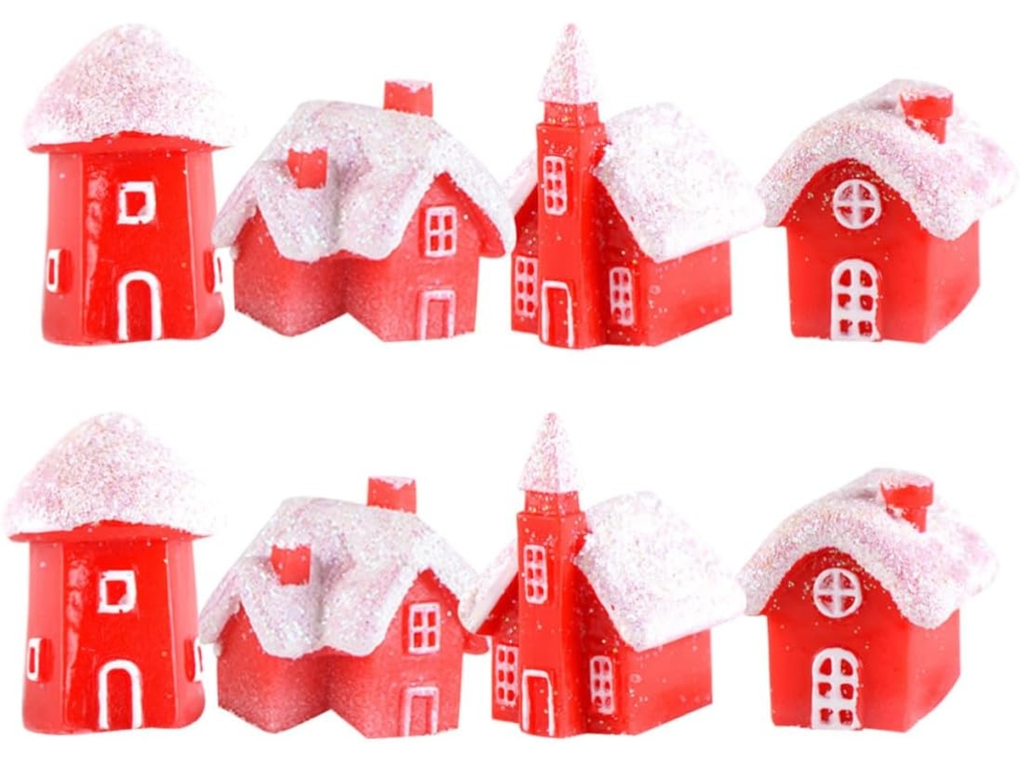 Conjunto 8 Peças Enfeites Vermelhos Elegantes Resina Sintética Garantem Ambiente Festivo Diversos Estilos GOKOCO