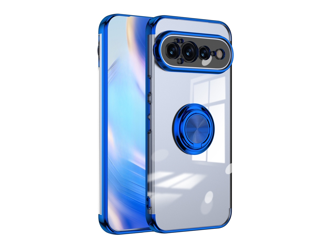 Capa Protetora Com Eletrodeposição Para Google Pixel 11 Com Anel (azul)