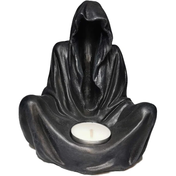 Castiçal Fantasma Negro Mago Morte Gótica Escultura Decorativa Estátuas Arte Resina Decorações BRILVIBERA