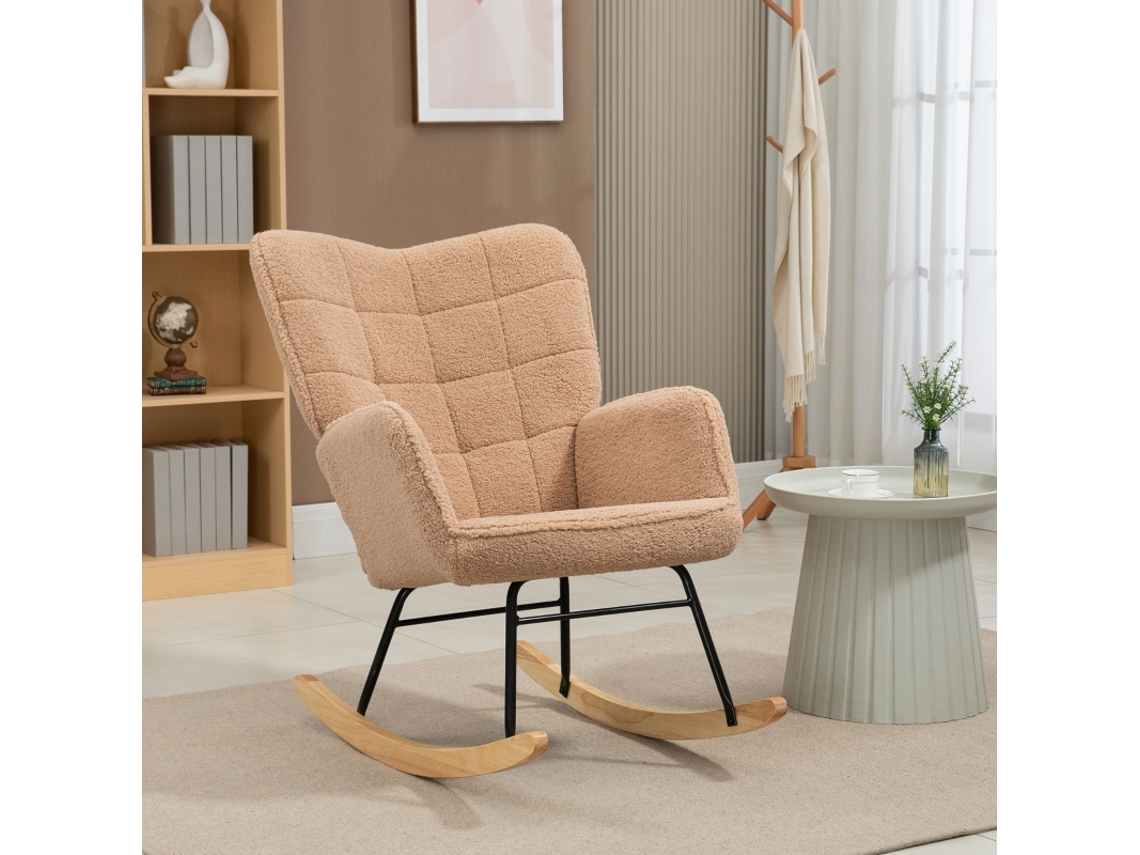 Cadeira Balouço Estilo Retro, Madeira Maciça, Poltrona De Descanso, 98 Cm X 71 Cm X 101 Cm, Marrom