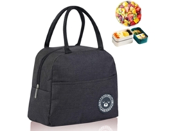 Saco Térmico Lanche Dobrável, Bolsa Isotérmica Preta DUREFORWARD