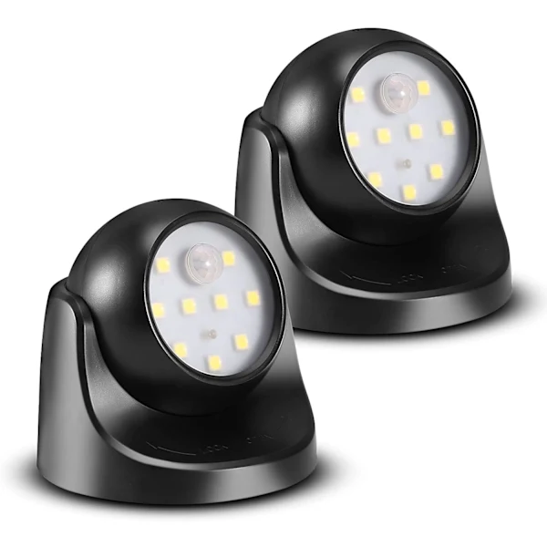 Luminária de Parede Led Sem Fio, À Prova D'água, 6000k, Alimentada por Bateria, com Sensor de Movimento, Liga/desliga Automático(2 Peças BRILVIBERA