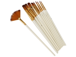 10 Pinceis De Náilon Em Forma De Leque Para Pintura A Acuarela.