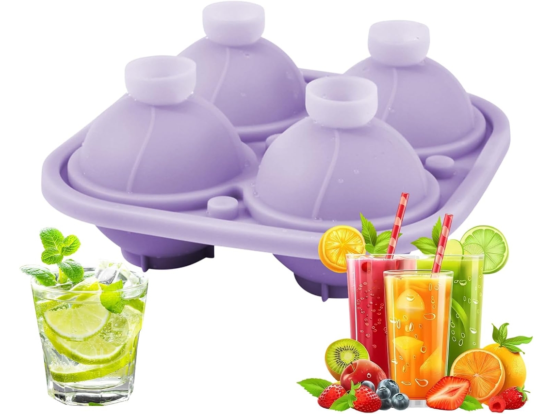 Forma De Silicone Esférica Para Cubos De Gelo, Fácil De Desenformar, Empilhável E Flexível.