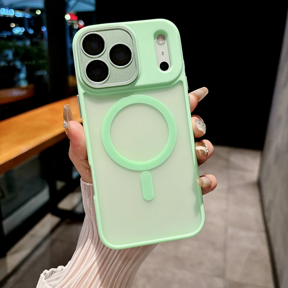 (verde, Iphone 14 Plus) Capa Fosca Semitransparente Para Celular, Compatível Com Carregamento Sem Fio Magnético, Capa Rígida À Prova De Choque.
